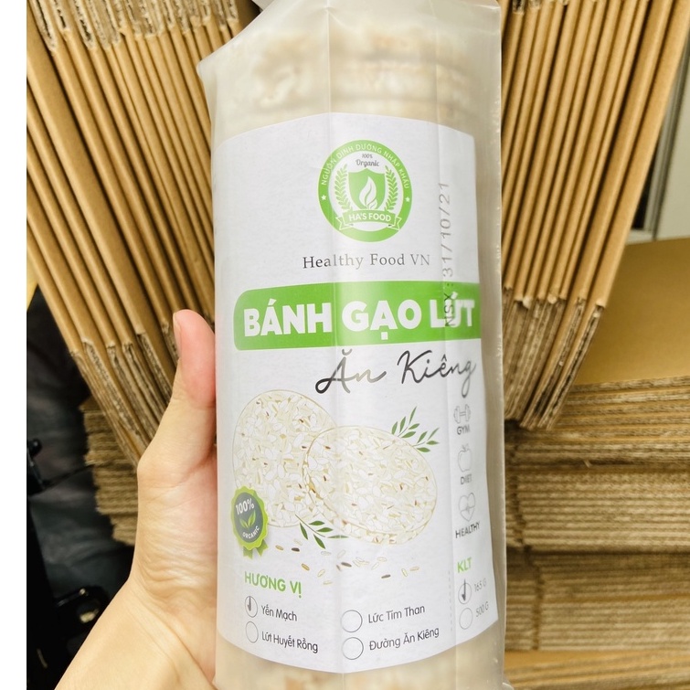 Bánh gạo lứt ăn kiêng yến mạch hafood, hỗ trợ giảm cân, siết cơ, tập gym, mix 3 vị