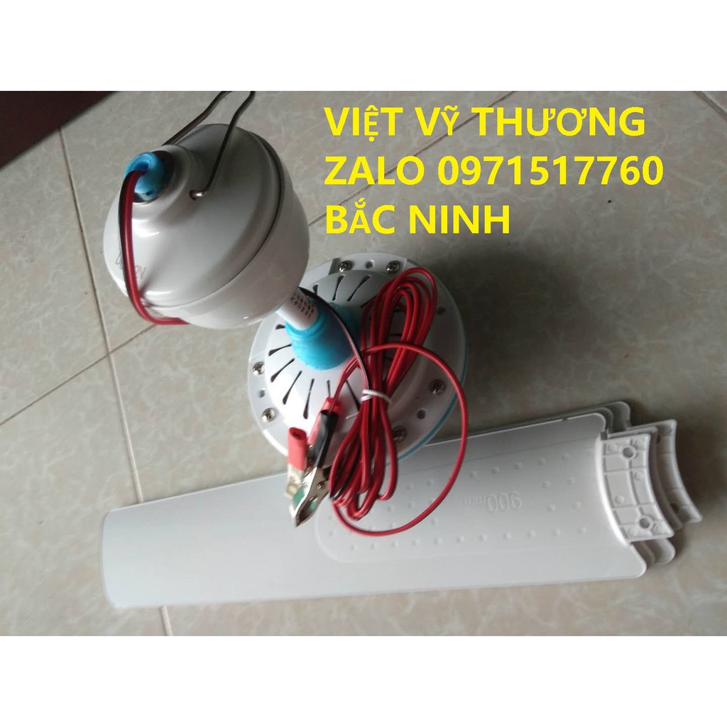 Quạt màn ,quạt trần mini kẹp Bình 12V sải cánh 90cm lọ