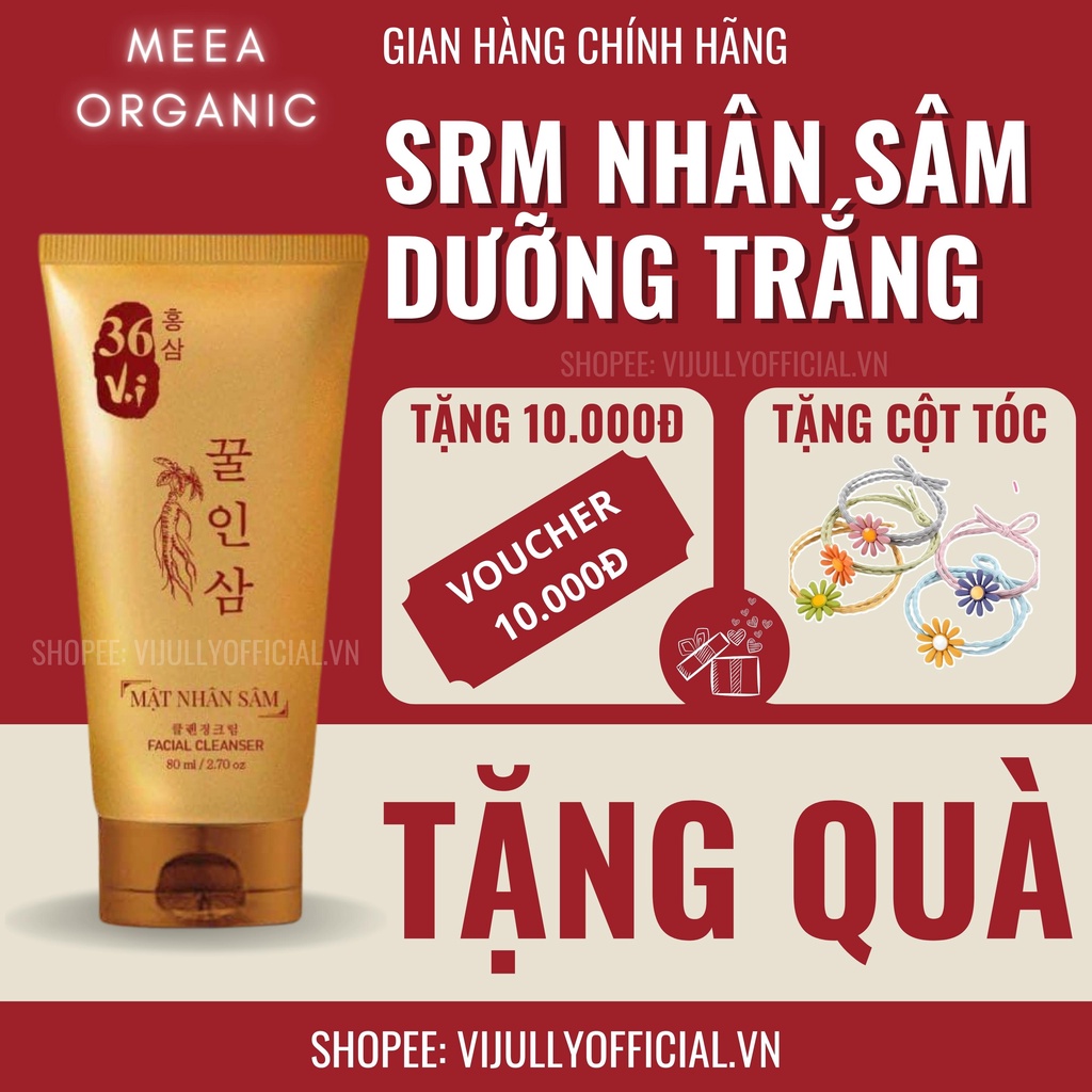 Sữa rửa mặt mật nhân sâm 36 vị, ngăn ngừa mụn, sạch mụn, trắng da, Meea Organic chính hãng, dưỡng da, chăm sóc da sâu