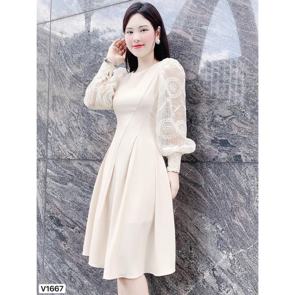 Váy be xòe tay ren V1667 - QUEEN SHOP DOLCE VIVA COLLECTION(ảnh người mẫu+ảnh trải sàn do shop tự chụp)  ྇