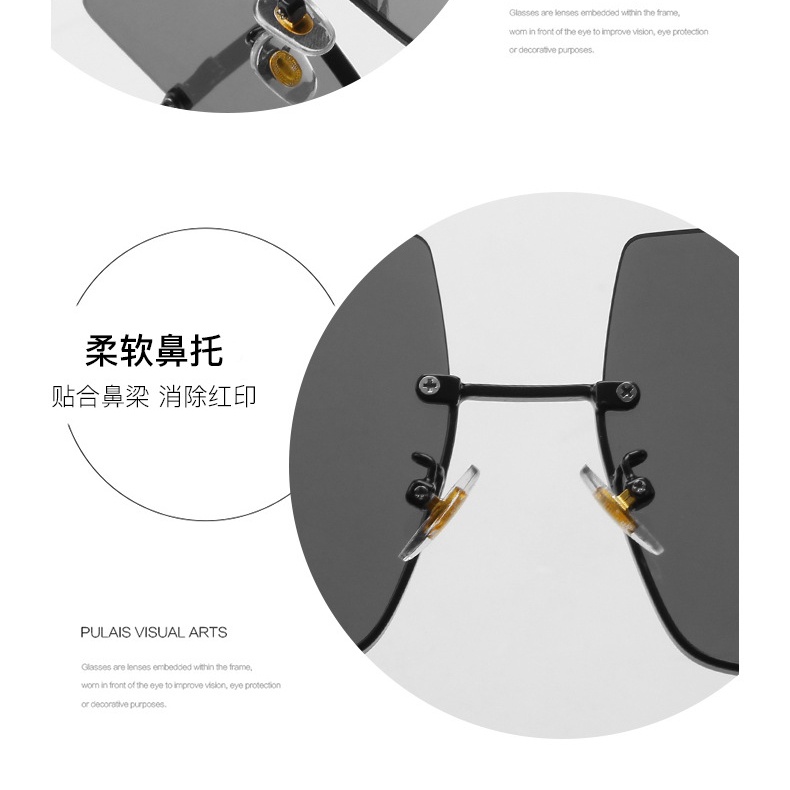 Kính Mát Nữ Nửa Gọng Kim Loại Phong Cách Retro Mới
