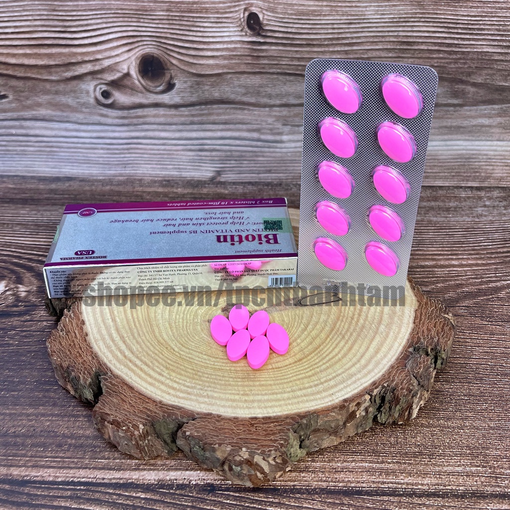 [ Hộp 20 viên ] Viên uống BIOTIN bổ sung biotin+vitamin B5 giúp giảm rụng tóc, bảo vệ da, chắc móng – Hộp 30 viên
