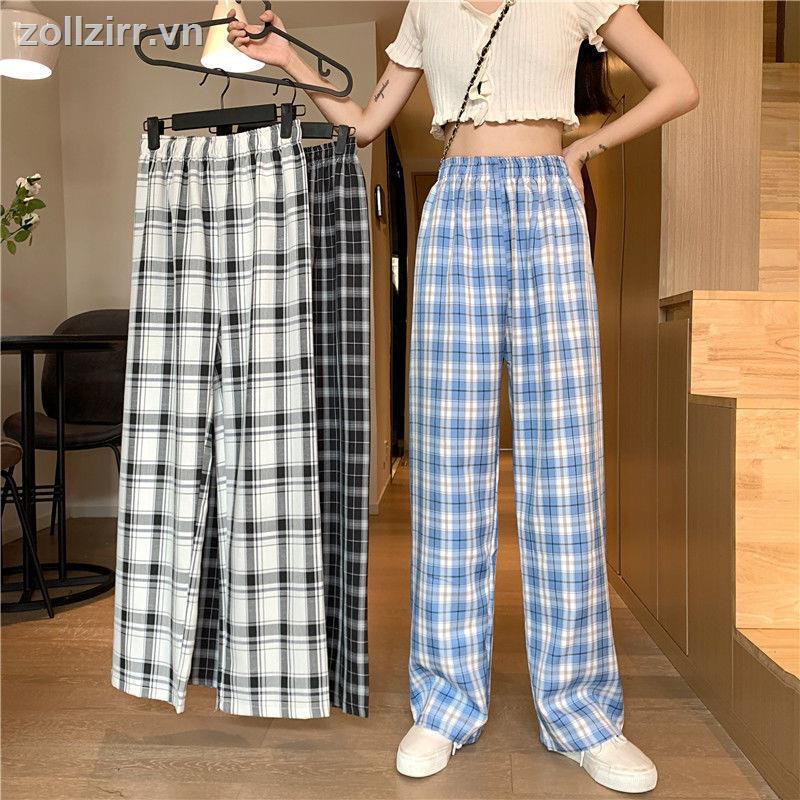 🌈Amour✨quần ống suông NEW Quần Lưng Cao Ống Rộng Kẻ Sọc quần đũi Phong Cách Hàn Quốc 2020 Cho Nữ