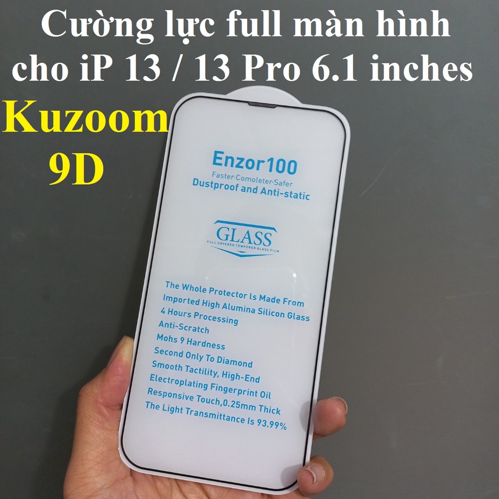 Cường lực full màn hình cho iP 13 / 13 Pro 6.1 inches Kuzoom 9D