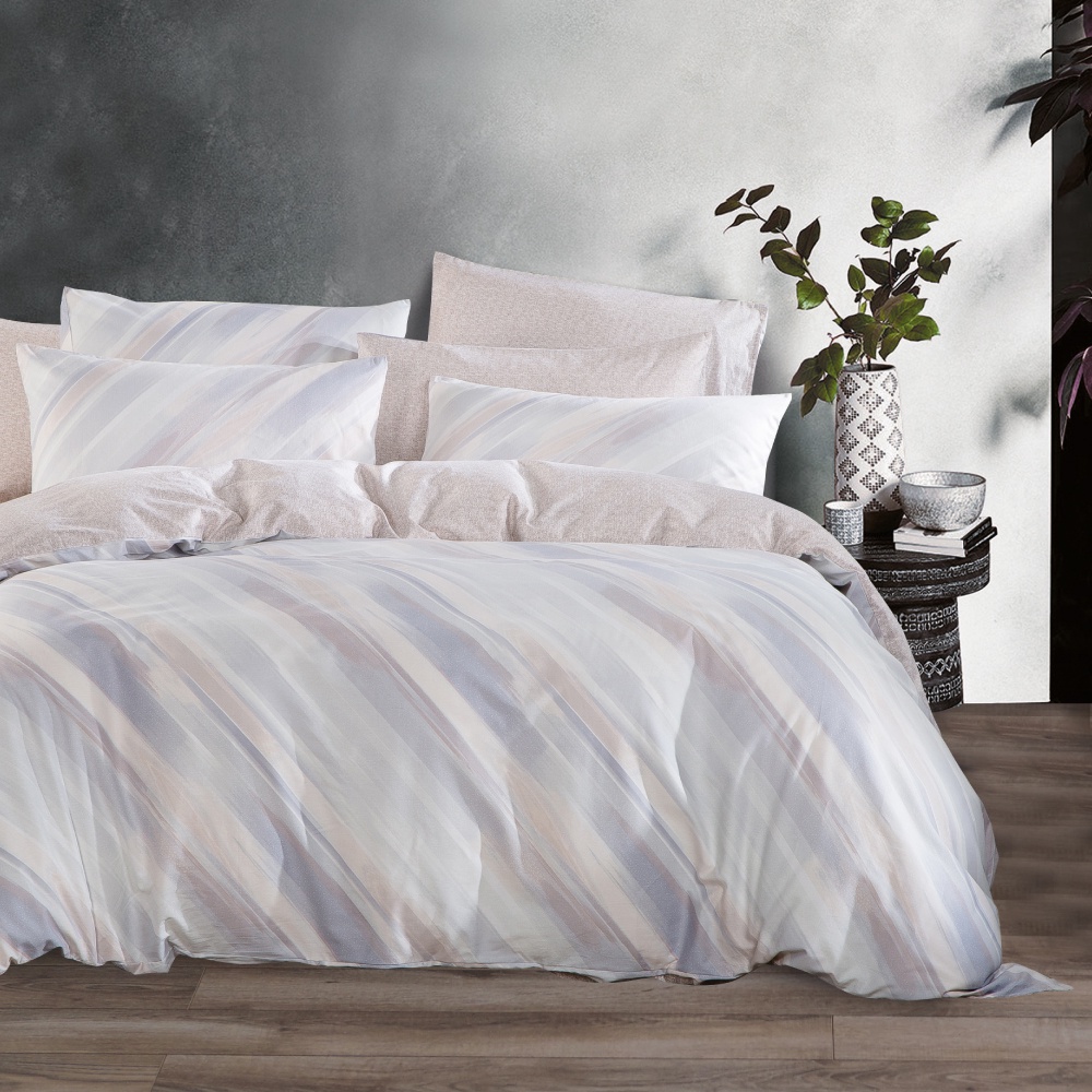 Bộ ga kèm Vỏ chăn AU Hooga Olsen Lima 100% Cotton Sateen, gồm 6 món (King/Queen)