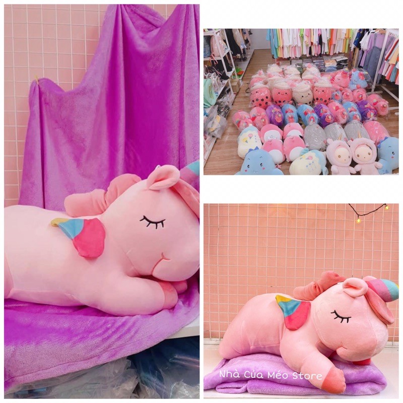 Bộ Gối Mền Hình Unicorn Hồng Đáng Yêu [Nhà Của Méo Store]