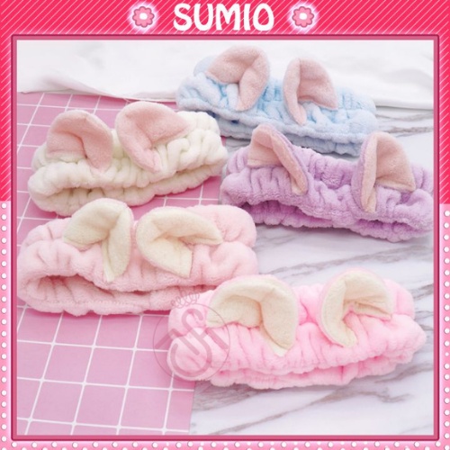 Băng đô cài tóc SUMIO bờm skincare rửa mặt mẫu tai mèo vải nhung thời trang phụ kiện tóc Hàn Quốc BD002