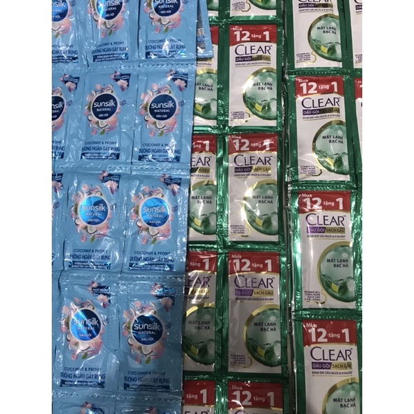 Dầu gội đầu Sunsilk & Clear dây 12 gói mát lạnh bạc hà gội sạch gàu