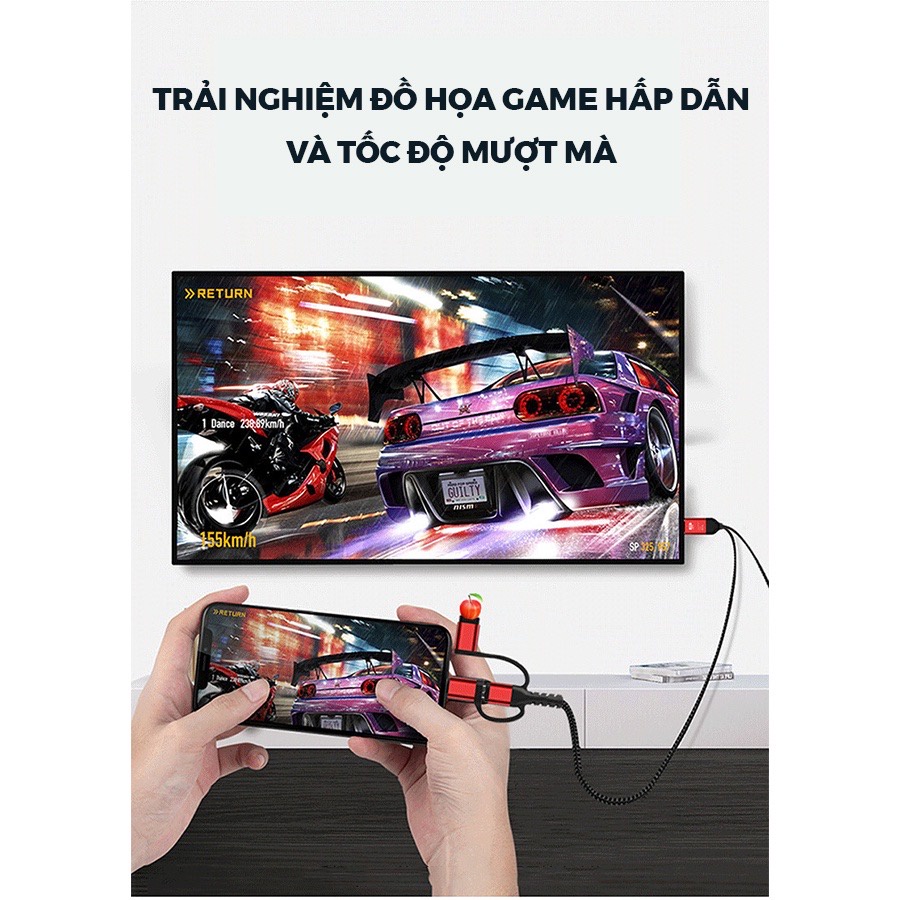 Cáp MHL 3in1 kết nối điện thoại với máy chiếu, tivi