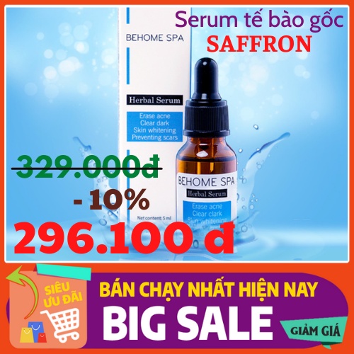 SERUM TẾ BÀO GỐC PHỤC HỒI, TRẮNG DA MẶT SAFFRON BEHOME SPA | HÀNG CHÍNH HÃNG