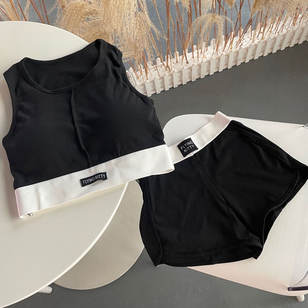 Sét Bộ Đồ Tập Gym, Yoga Nữ 2 Món SE02, kiểu Áo Bra Thể Thao Mút Liền, Quần Short Nữ Co Giãn