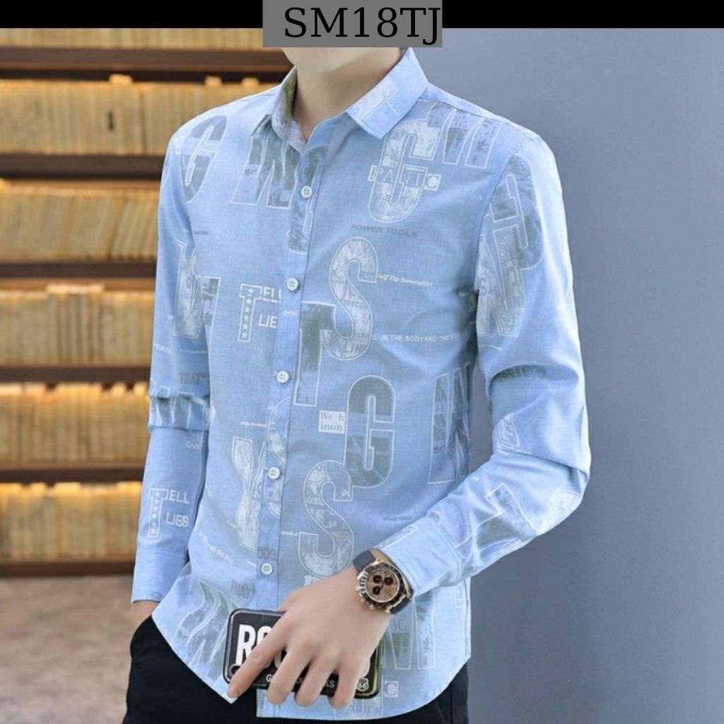 Áo sơ mi nam dài tay, chất lụa dài tay cao cấp, from hàn quốc nhiều mẫu, nhiều hoạ tiết SM24 - TENJI6