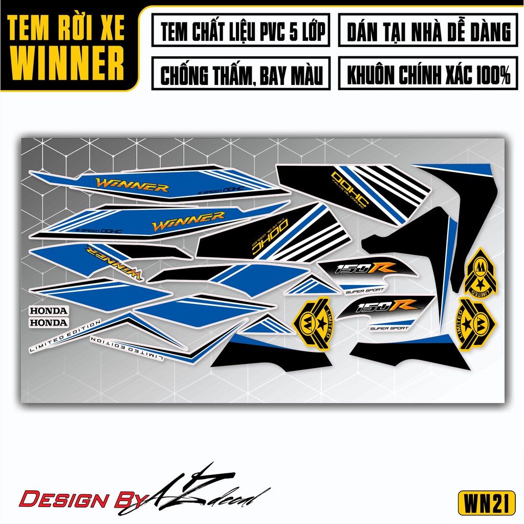 Tem Rời Xe Winner 150 Mẫu OOHC | 2WN21 | Tem Chế Dán Xe Máy Winner V1 Chất Liệu PVC Cao Cấp