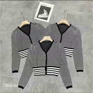 ÁO CARDIGAN LEN KẺ NGANG DÀI TAY
