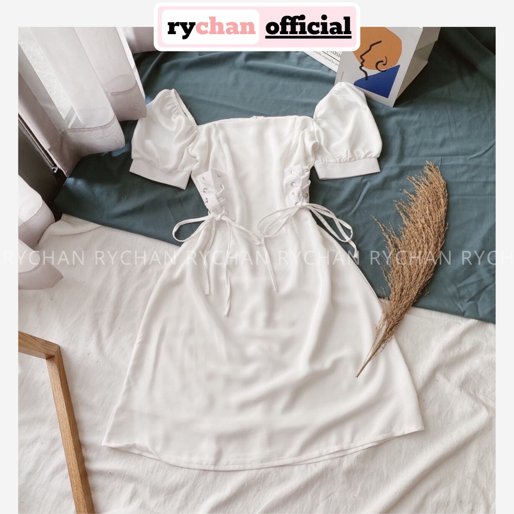 Đầm Xòe Đan Eo Cổ Vuông 3 Màu - DX933