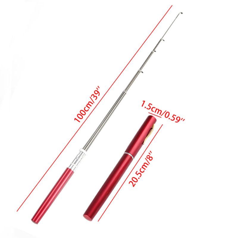 Cần Câu Cá Mini Hình Cây Bút Bỏ Túi Bằng Hợp Kim Nhôm Kèm Guồng Quay Tiện Dụng