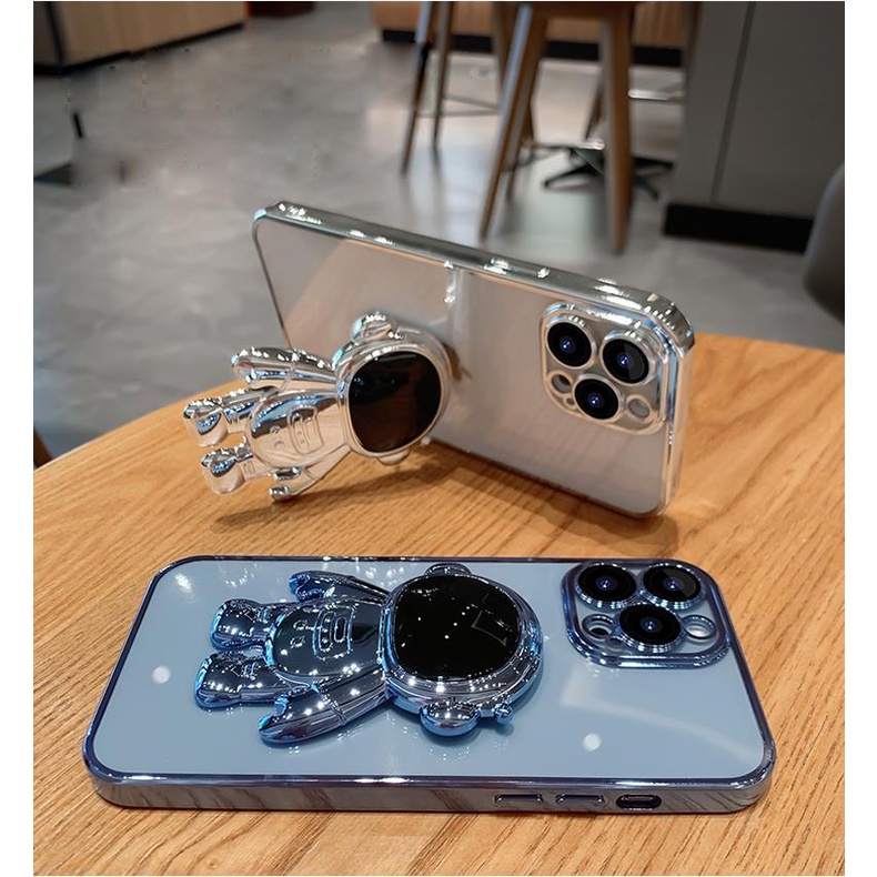 Ốp lưng iphone kèm giá đỡ điện thoại phi hành gia có len bảo vệ camera 7plus/8plus/x/xs/11/12/13/pro/max/plus/promax
