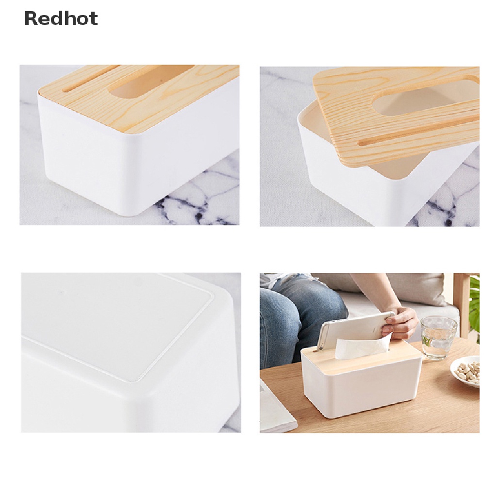 &lt; Redhot &gt; Hộp Đựng Khăn Giấy Vệ Sinh Bằng Gỗ Trơn