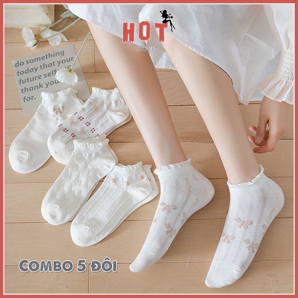 Tất nữ cổ ngắn kiểu dáng công chúa, set 5 đôi tất vớ nữ Hàn Quốc - Hot Store