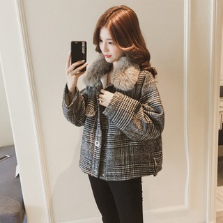 Áo khoác dạ nữ cổ lông