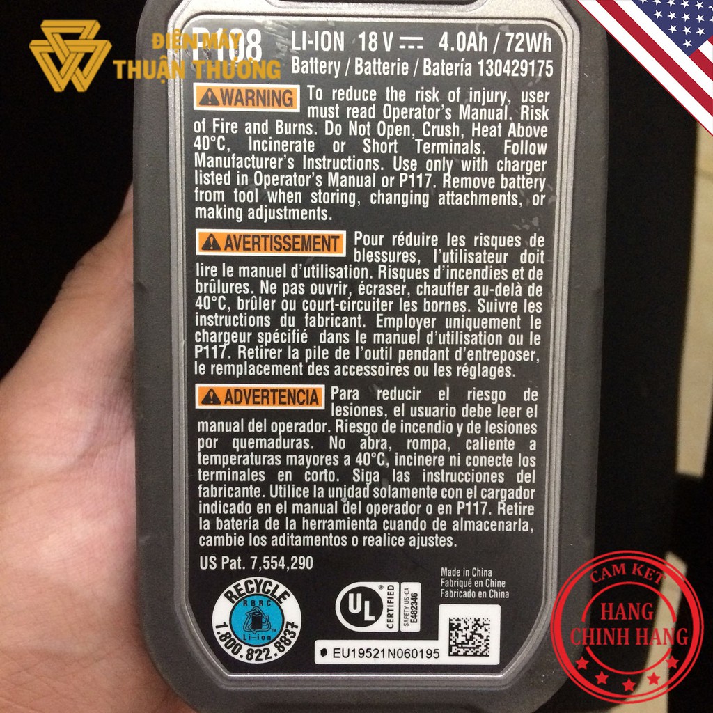 Pin Lithium 18V 4.0Ah Ryobi P108