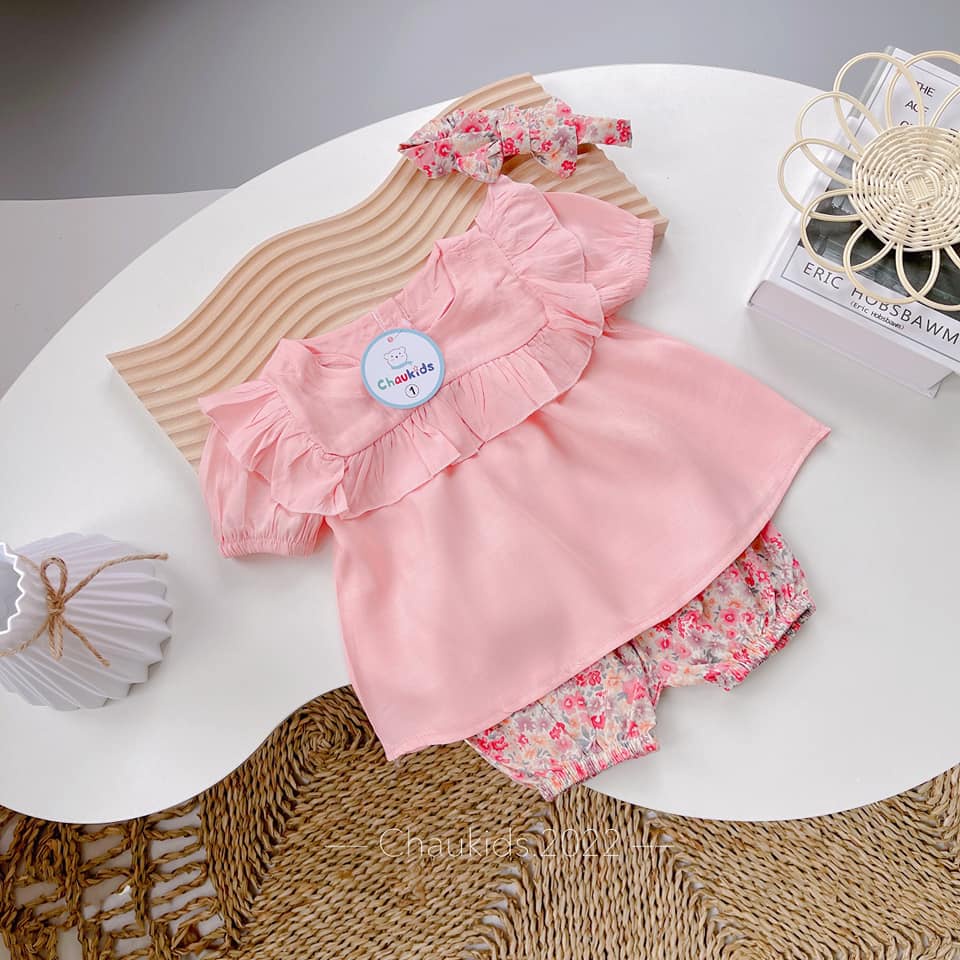 Đồ Bộ Tiểu Thư phối bèo kèm tuban cho bé