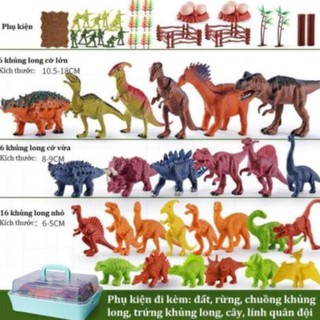 Bộ đồ chơi mô hình công viên khủng long cho trẻ em (30 con khủng long lớn nhỏ + các chi tiết phụ kiện)