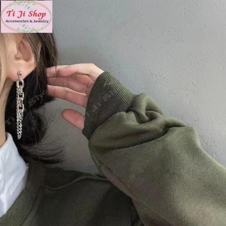 Khuyên tai dạng chuỗi không đối xứng phong cách hiphop