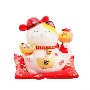 Mèo thần tài cao 11cm Kim phúc lâm môn, tượng mèo chiêu tài gốm sứ | BigBuy360 - bigbuy360.vn