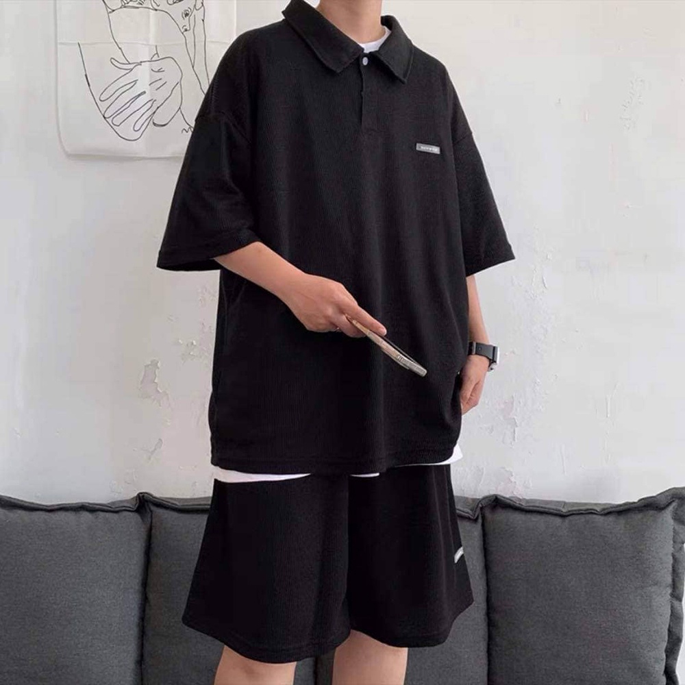 Bộ Đồ Thun Nam Áo Cổ Bẻ Short Ống Suông Rộng Trend 2023 Zenkodlmen - SET NAM 90000193