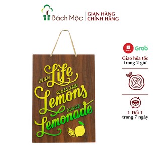 Bảng Gỗ Khẩu Hiệu Treo Tường BÁCH MỘC Tiếng Anh Trang Trí Quán Cafe