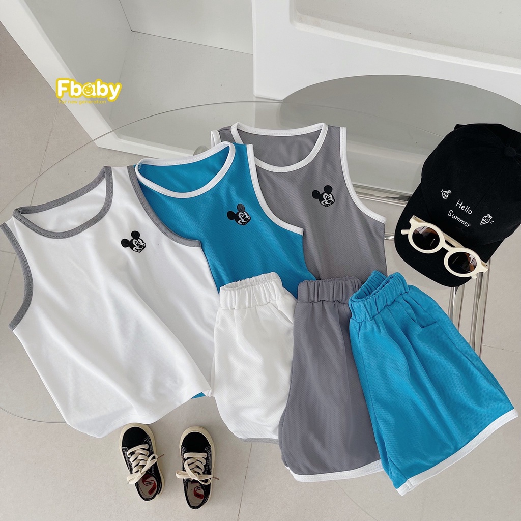 Bộ ba lỗ thể thao bé trai, set bộ ba lỗ nam khoẻ khoắn vải thông hơi