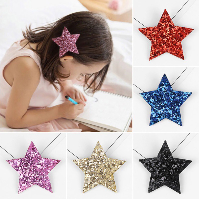 Kẹp tóc ngôi sao đính sequin lấp lánh dễ thương dành cho bé gái