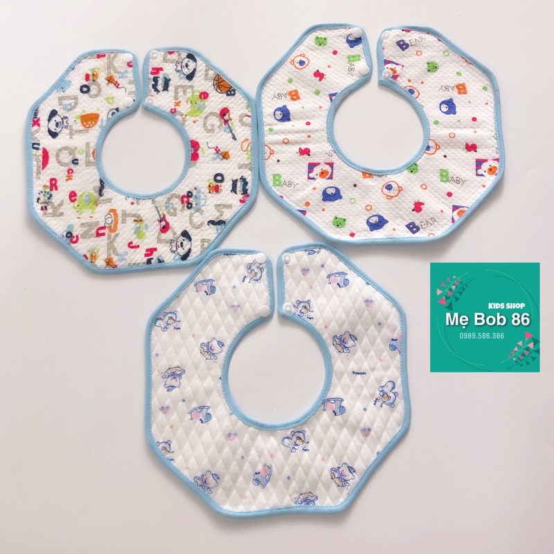 𝗦𝗵𝗼𝗽 𝗠𝗲̣ 𝗕𝗼𝗯 𝟴𝟲 - Yếm tròn cotton chống thấm cho bé hoạ tiết đáng yêu