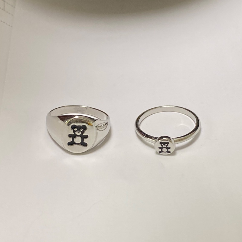 Nhẫn In Hình Gấu 191159Nhẫn Đeo Tay Phong Cách Harajuku Hàn Quốc Độc Đáo