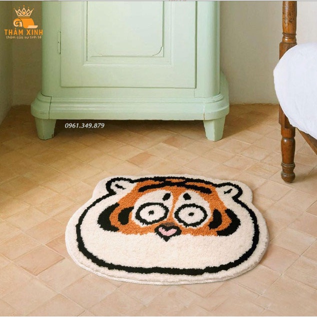 Thảm Lau Chân/Trải Sàn Mềm Mịn, Chống Trượt Hình Chú Hổ Dễ Thương