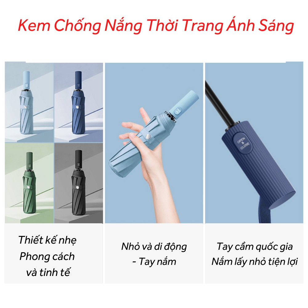 Ô dù che mưa đi nắng tự động xếp gấp gọn chống UV cao cấp cho ô tô xe hơi TIME HOME