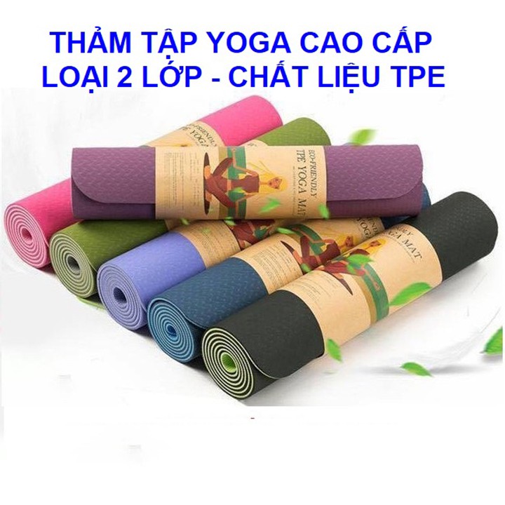 Thảm tập yoga 2 lớp chuẩn loại 1 - thể thao thể hình - dụng cụ tập yoga - gym