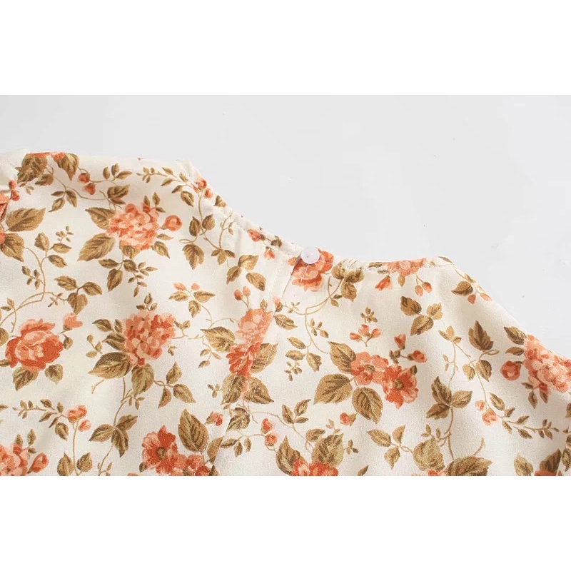 Zara Morocco full tag - Đầm Zara hoa nhí nâu cam xinh đẹp DH68ODG58N9 New