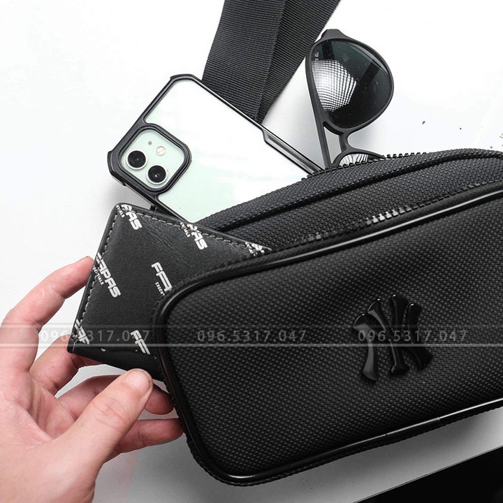 Túi Đeo Vai Da NY Unisex, Không Gian Túi Rộng, Đầy Đủ Tem