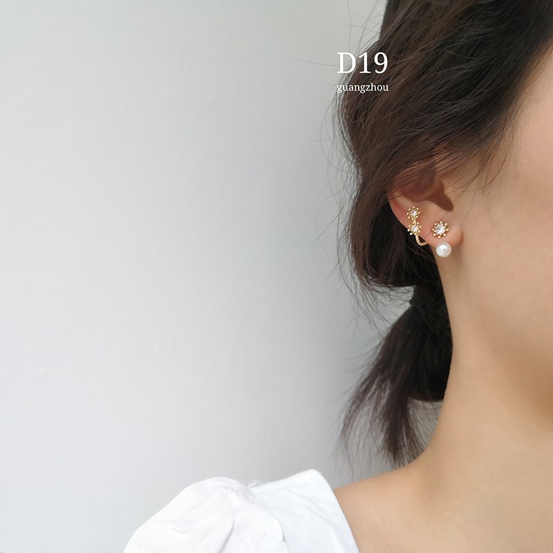 Bông Tai Ngọc Trai Hình Chữ S Lấp Lánh Phong Cách Hàn Quốc Cho Nữ
