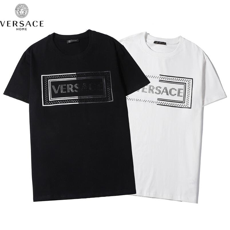 Áo Thun Cotton Ngắn Tay In Chữ Versace Thời Trang Cho Nam Và Nữ