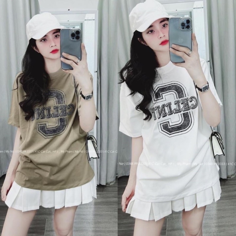 BÁN SỈ ÁO PULL CHỮ CELIN MÀU TRẮNG XANH CHO NỮ