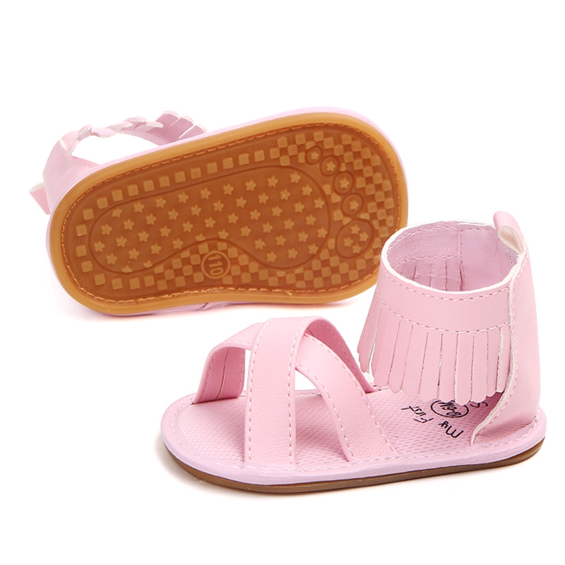 Giày Sandal Da PU Phối Tua Rua Cho Bé Gái