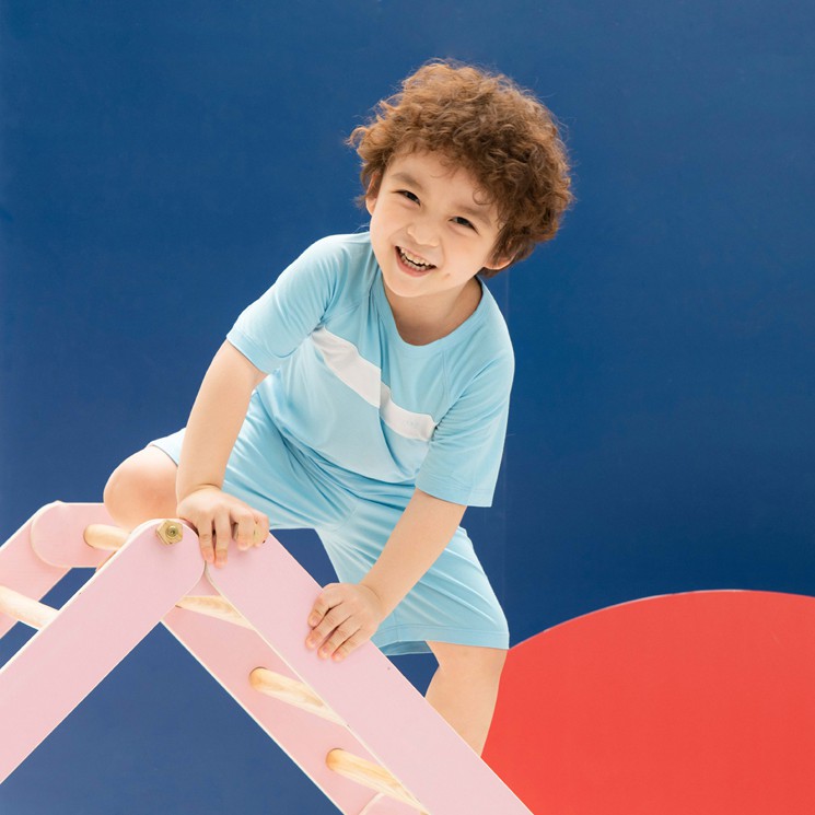 Bộ Cộc Tay Bé Trai NOUS Xanh Nhạt Trắng 2Y/3Y/4Y/5Y
