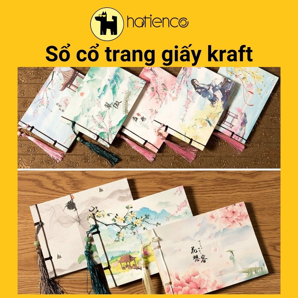 Sổ cổ trang, sổ vintage giấy kraft vàng không hàng hình chữ nhật