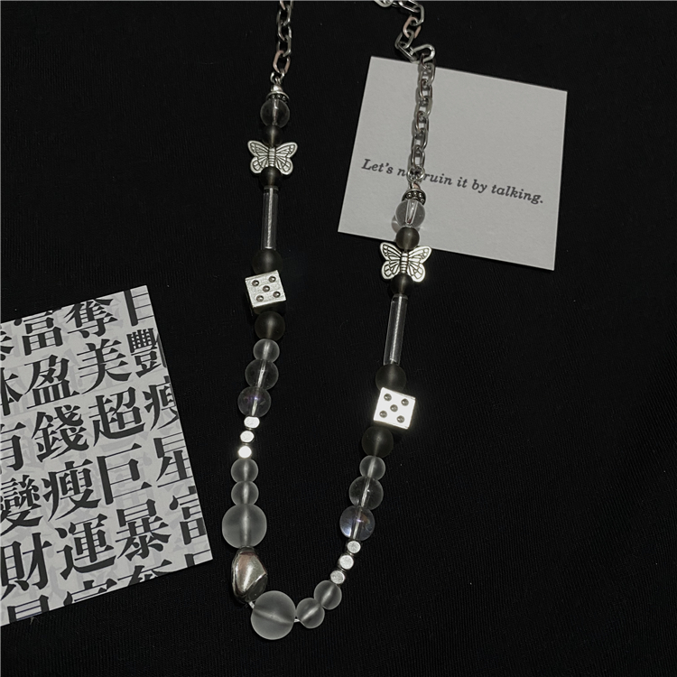 vòng cổ Hình Bướm Đính Ngọc Trai Phong Cách Hip Hop Hàn Quốc