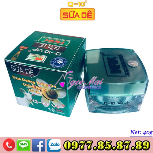 Kem trắng da, Chống nắng, Se khít lỗ chân lông, Làm mờ vết thâm 10 tác dụng Q-10 Sữa Dê (40g)