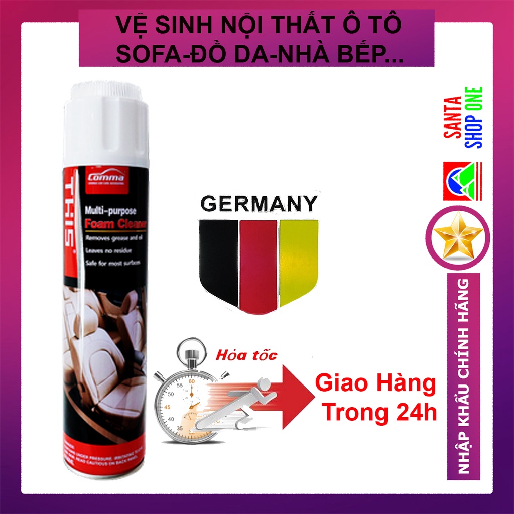 [ Sạch Sâu ] Chai xịt vệ sinh nội thất ô tô, Chất tẩy vệ sinh ghế da, Vệ sinh ghế nỉ, ghế vải, ghế Sofa foam cleaner