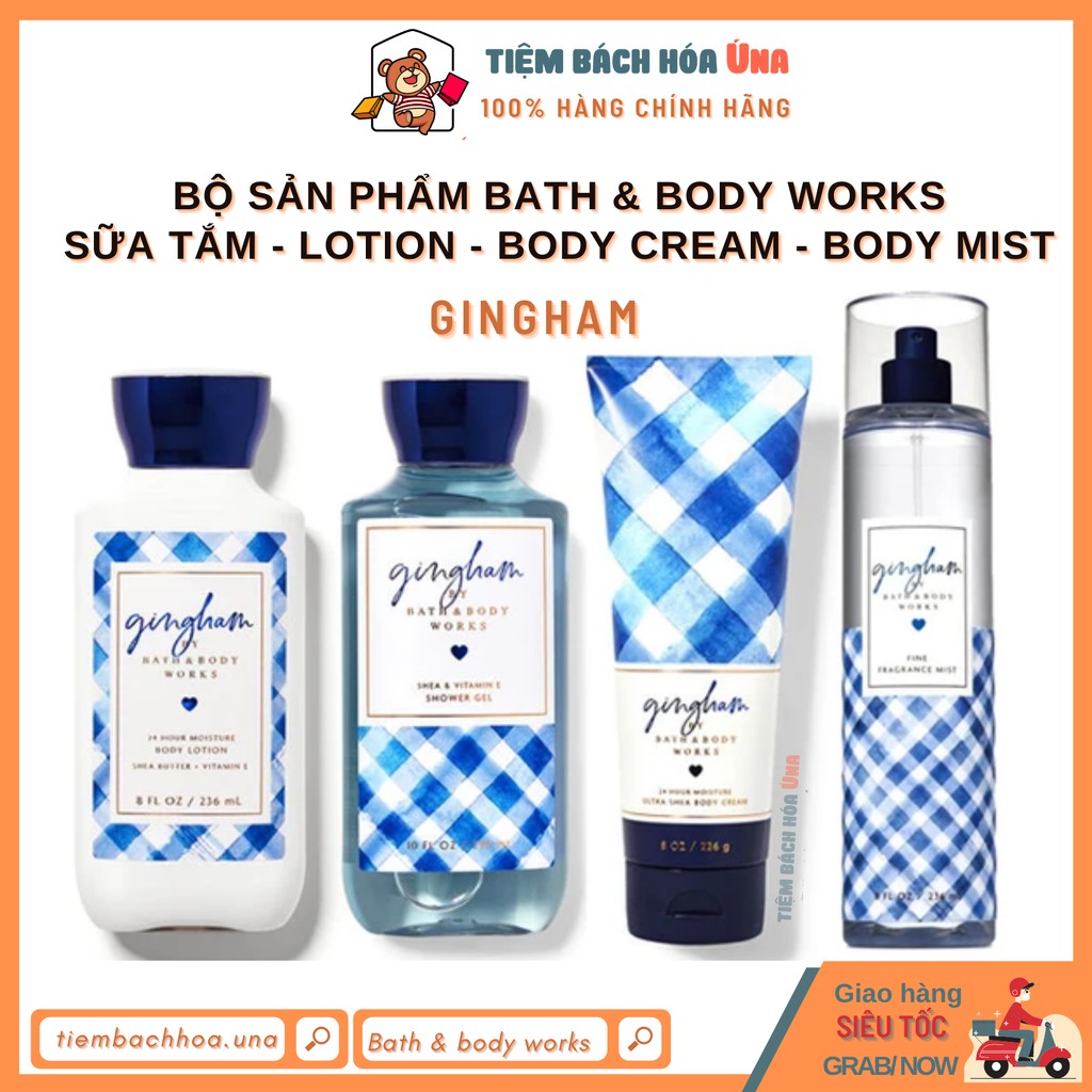 Gingham | Bộ Sản Phẩm sữa tắm dưỡng thể xịt thơm toàn thân Bath and Body Works